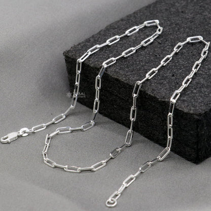 Sterling silver 3mm 18/20-inch fancy chain necklace by Tribal Ornaments, handcrafted stylish jewelry for gifting or everyday wear