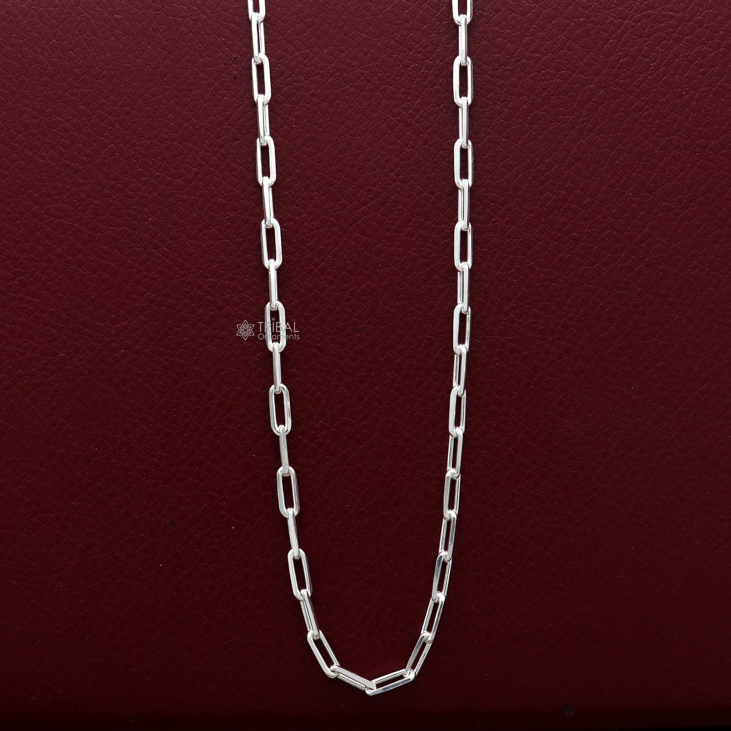 3MM 20" 925 sterling silver handmade solid fancy stylish silver chain necklace baht chain best gifting jewelry from India ch575 - TRIBAL ORNAMENTS