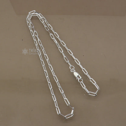 Elegant 18-20 inch 3mm sterling silver chain necklace by Tribal Ornaments, showcasing a stylish, handmade, solid silver jewelry piece.