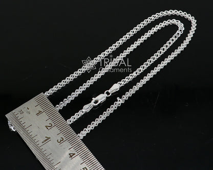 Solid 925 sterling silver wheat chain necklace with modern trendy design, showcasing intricate craftsmanship and a stylish look.