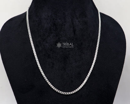 Solid 925 sterling silver wheat chain necklace with modern trendy design by TRIBAL ORNAMENTS, featuring a distinctive stylish look.