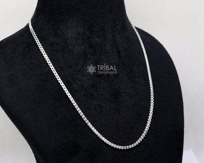 Solid 925 sterling silver wheat chain necklace with modern trendy design by TRIBAL ORNAMENTS, stylish and handcrafted.