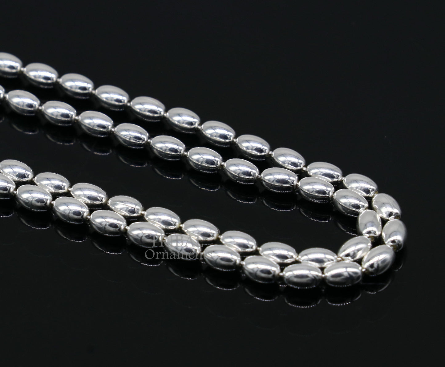 3MM 925 sterling silver handmade delicate trendy fancy beaded chain necklace baht chain for captivating beauty and graceful movement CH220 - TRIBAL ORNAMENTS