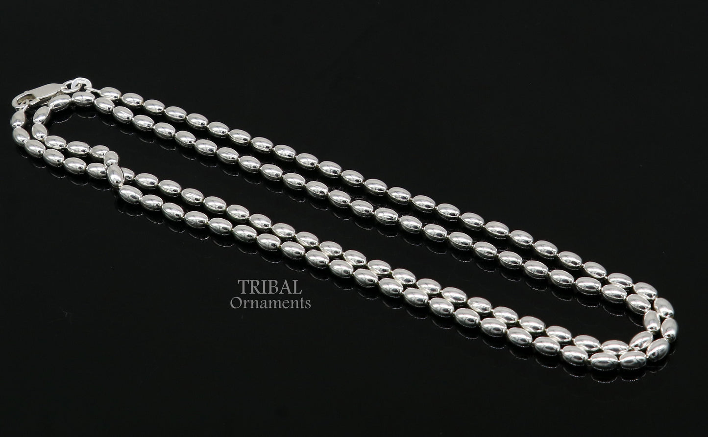 3MM 925 sterling silver handmade delicate trendy fancy beaded chain necklace baht chain for captivating beauty and graceful movement CH220 - TRIBAL ORNAMENTS