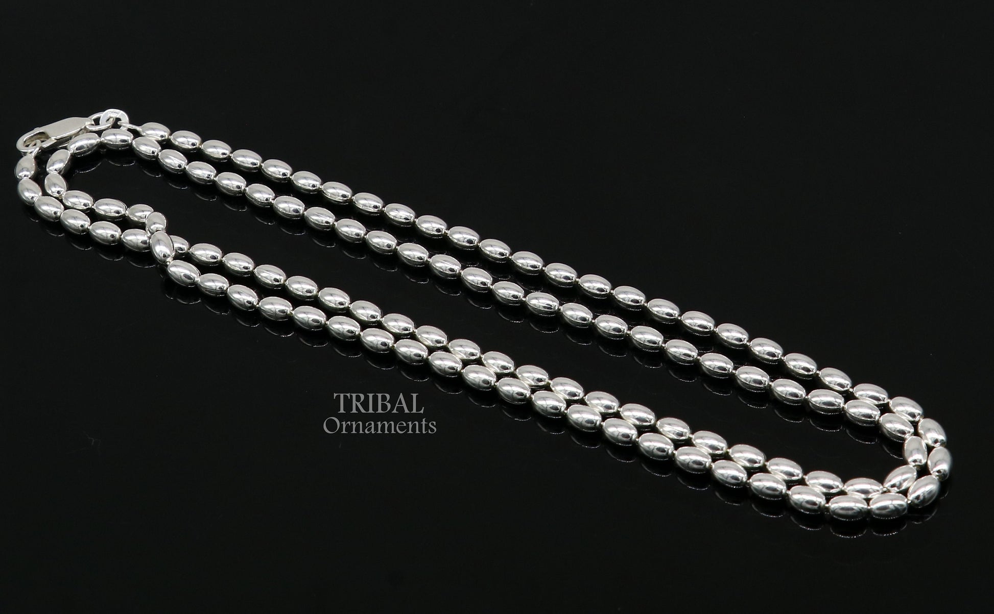 3MM 925 sterling silver handmade delicate trendy fancy beaded chain necklace baht chain for captivating beauty and graceful movement CH220 - TRIBAL ORNAMENTS