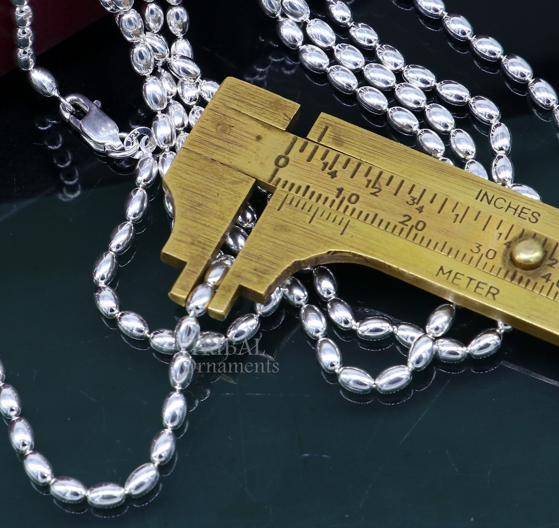 3MM 925 sterling silver handmade delicate trendy fancy beaded chain necklace baht chain for captivating beauty and graceful movement CH220 - TRIBAL ORNAMENTS