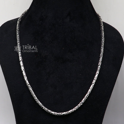 Sterling silver Byzantine design chain necklace featuring a solid, vintage heavy style, crafted by TRIBAL ORNAMENTS.
