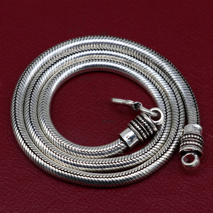 Sterling silver 5mm snake chain necklace with oxidized vintage style, handmade heavy jewelry from TRIBAL ORNAMENTS.