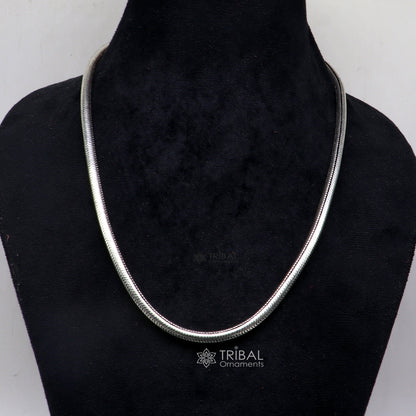 Sterling silver 5mm snake chain necklace with oxidized vintage finish, handmade heavy jewelry by TRIBAL ORNAMENTS.