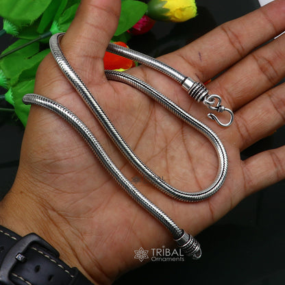 925 sterling silver snake chain necklace with oxidized vintage finish, handmade heavy chain jewelry by TRIBAL ORNAMENTS.