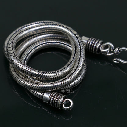 Sterling silver 5mm snake chain necklace with oxidized vintage finish, stylish heavy jewelry from TRIBAL ORNAMENTS.