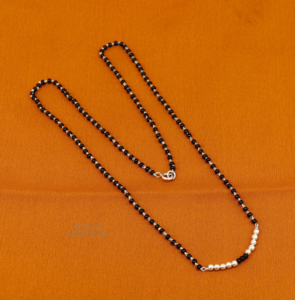 925 sterling silver black beads chain necklace, gorgeous small silver balls design pendant, traditional style chain beaded necklace set322 - TRIBAL ORNAMENTS