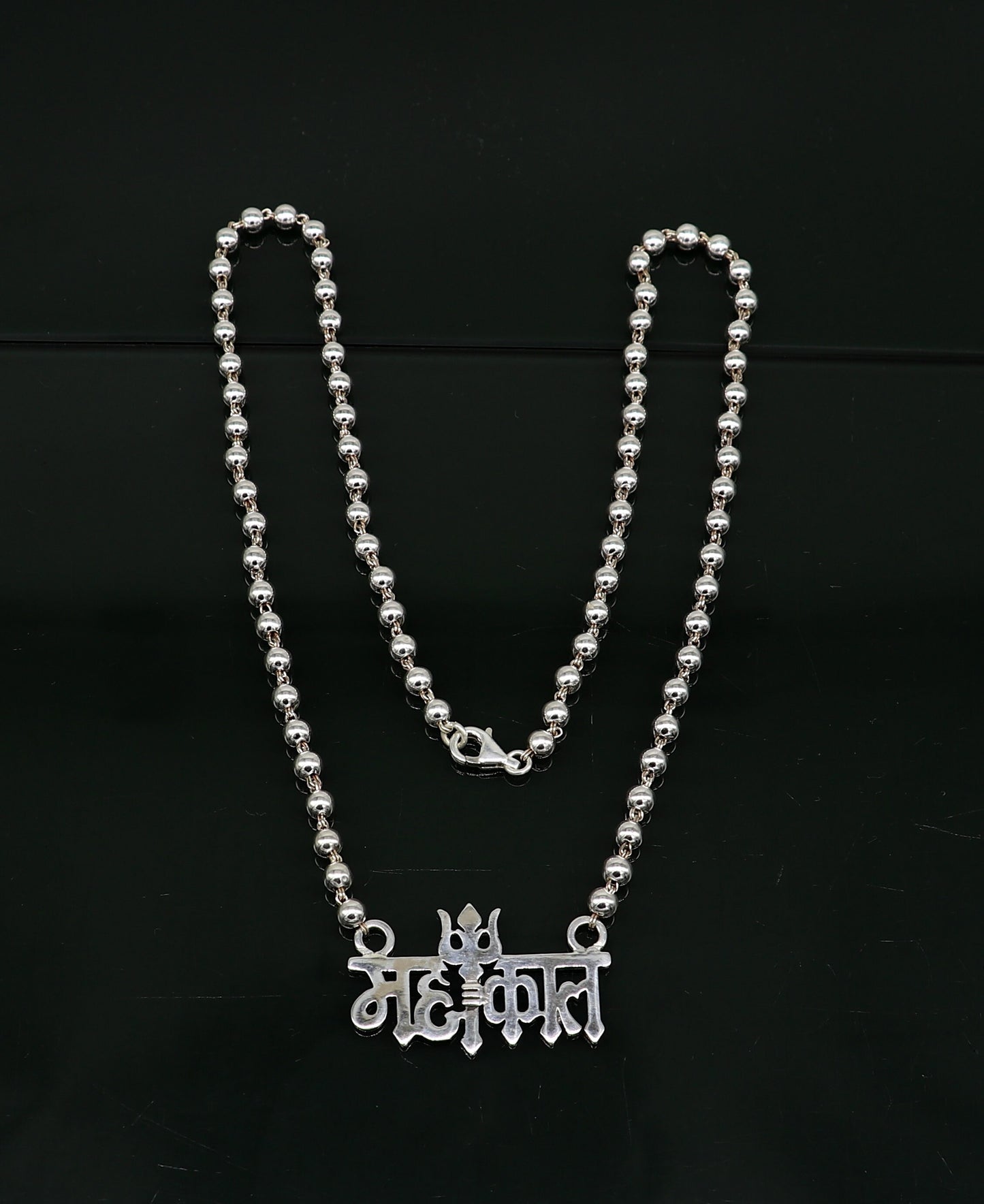 925 sterling silver handmade Lord shiva Mahakal Name pendant, amazing stunning beaded divine necklace, blessing shiva necklace set212 - TRIBAL ORNAMENTS