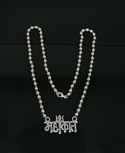 925 sterling silver handmade Lord shiva Mahakal Name pendant, amazing stunning beaded divine necklace, blessing shiva necklace set212 - TRIBAL ORNAMENTS