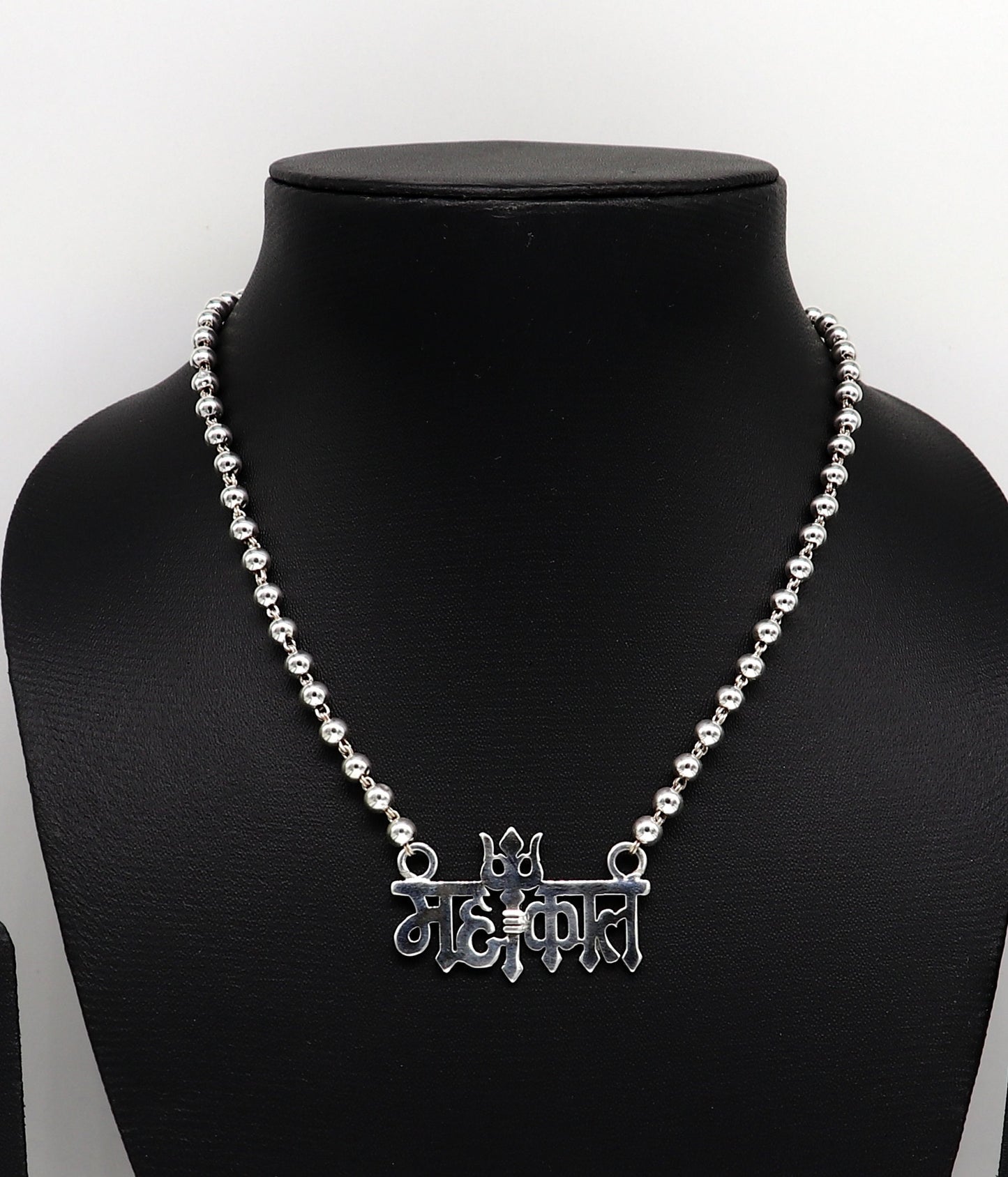 925 sterling silver handmade Lord shiva Mahakal Name pendant, amazing stunning beaded divine necklace, blessing shiva necklace set212 - TRIBAL ORNAMENTS
