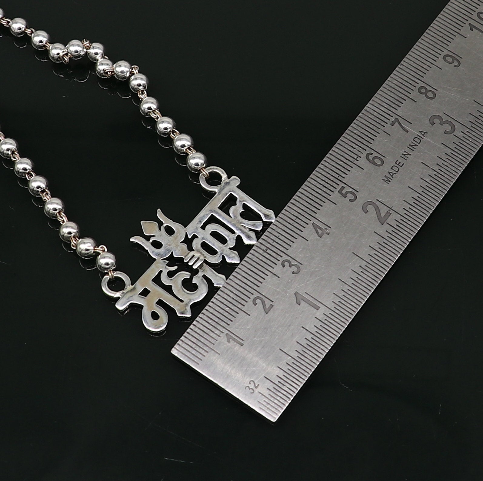 925 sterling silver handmade Lord shiva Mahakal Name pendant, amazing stunning beaded divine necklace, blessing shiva necklace set212 - TRIBAL ORNAMENTS