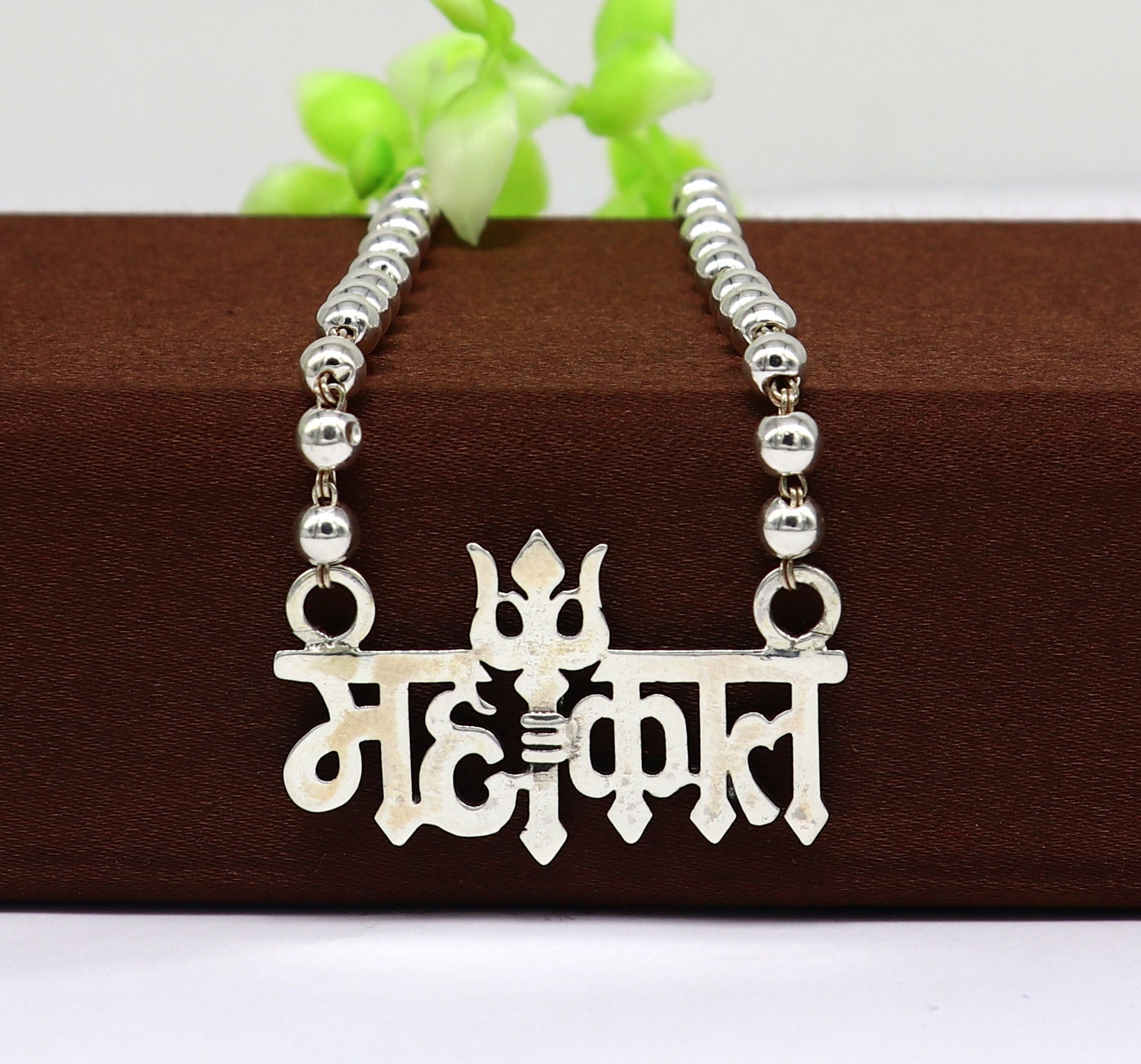 925 sterling silver handmade Lord shiva Mahakal Name pendant, amazing stunning beaded divine necklace, blessing shiva necklace set212 - TRIBAL ORNAMENTS
