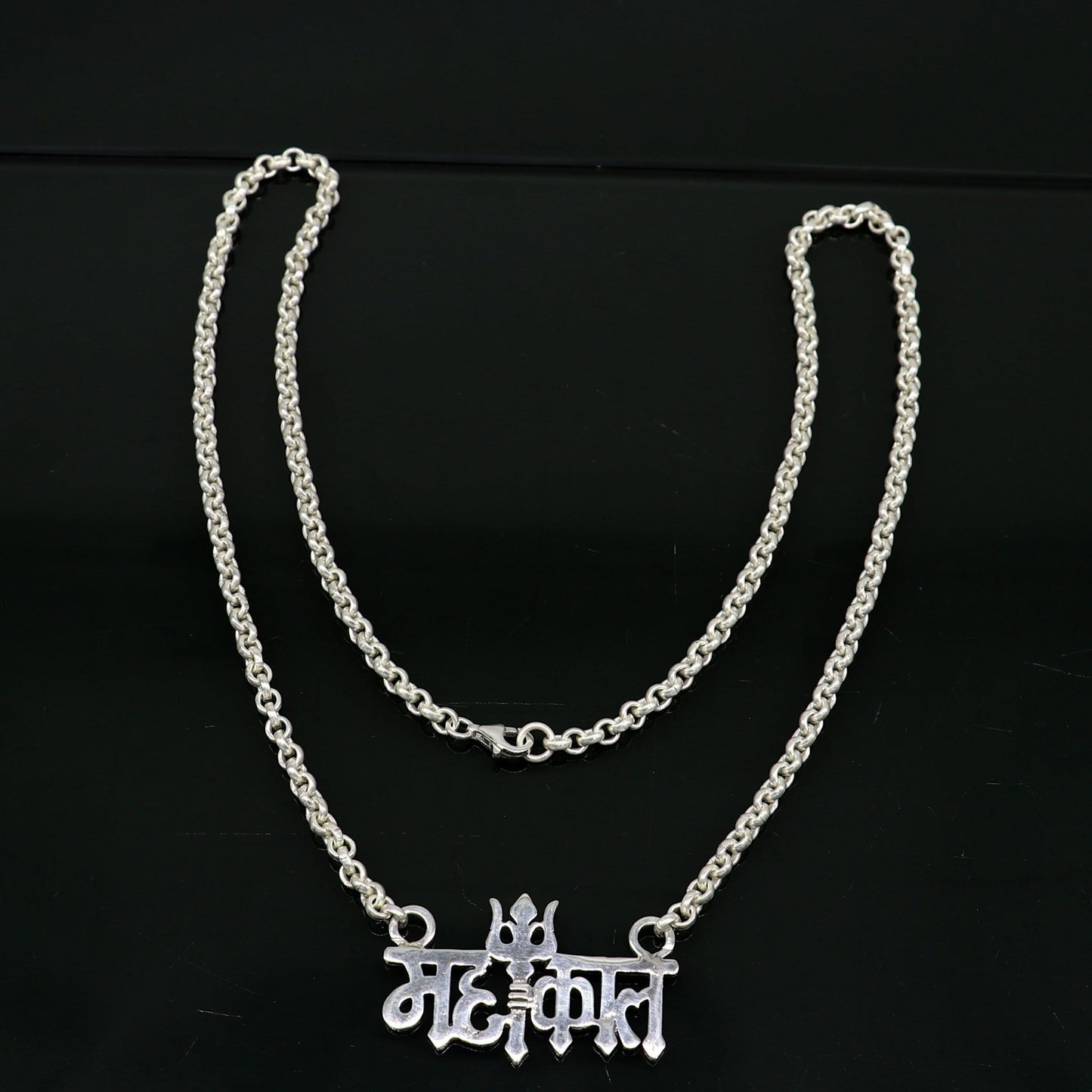 925 sterling silver handmade Lord shiva Mahakal Name pendant, amazing stunning divine Mangalsutra necklace, blessing shiva necklace set213 - TRIBAL ORNAMENTS