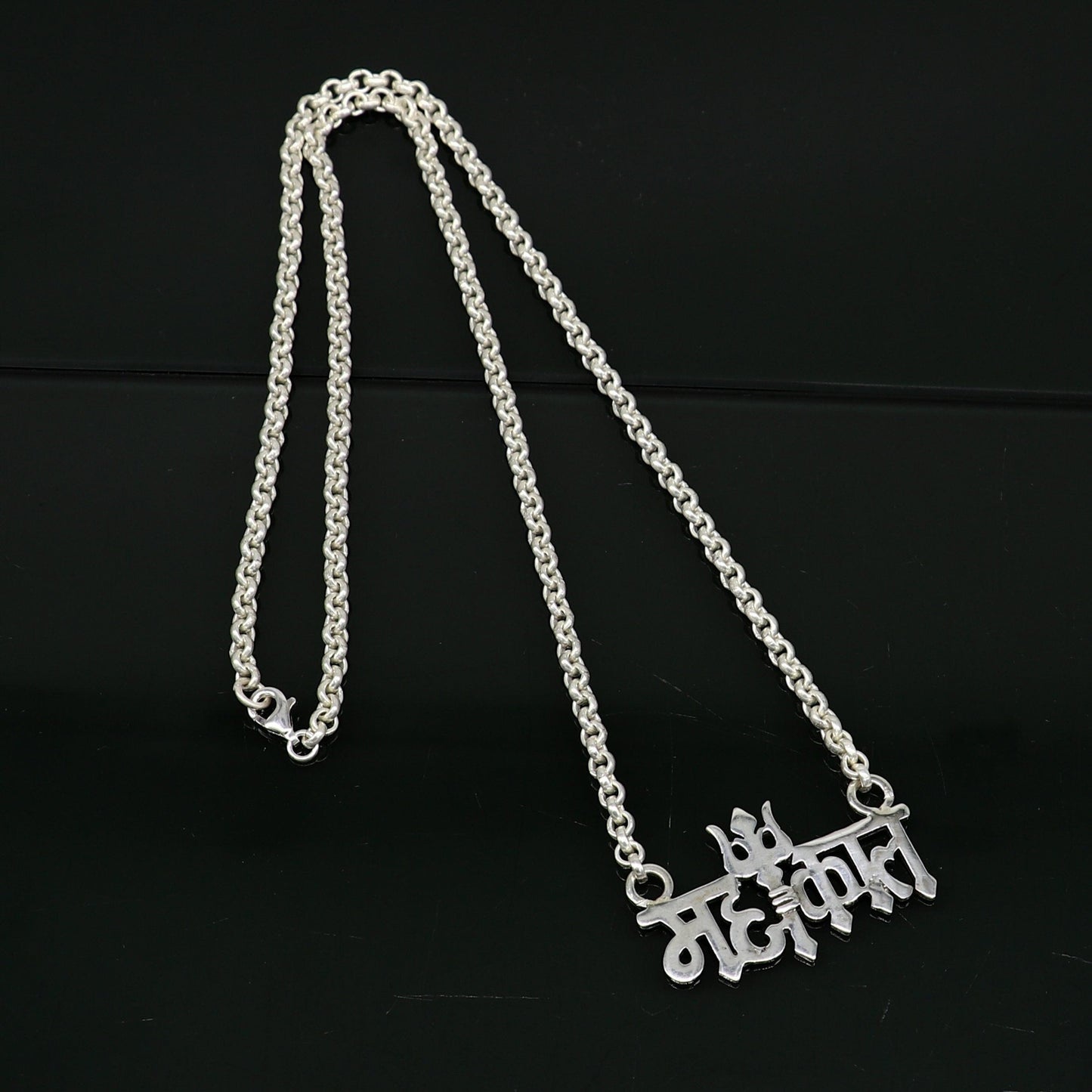 925 sterling silver handmade Lord shiva Mahakal Name pendant, amazing stunning divine Mangalsutra necklace, blessing shiva necklace set213 - TRIBAL ORNAMENTS