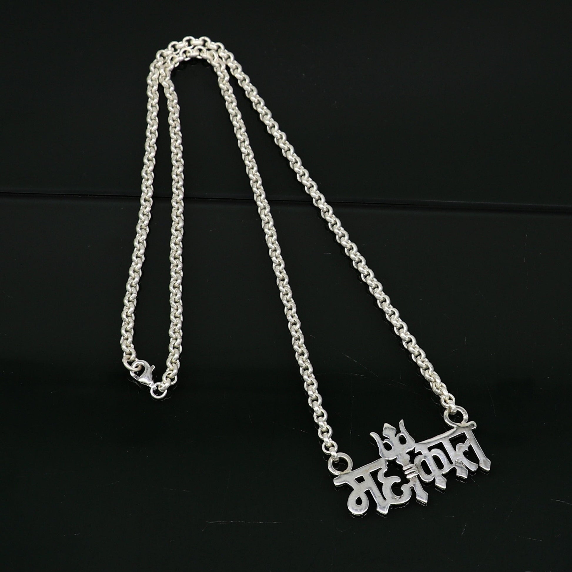 925 sterling silver handmade Lord shiva Mahakal Name pendant, amazing stunning divine Mangalsutra necklace, blessing shiva necklace set213 - TRIBAL ORNAMENTS