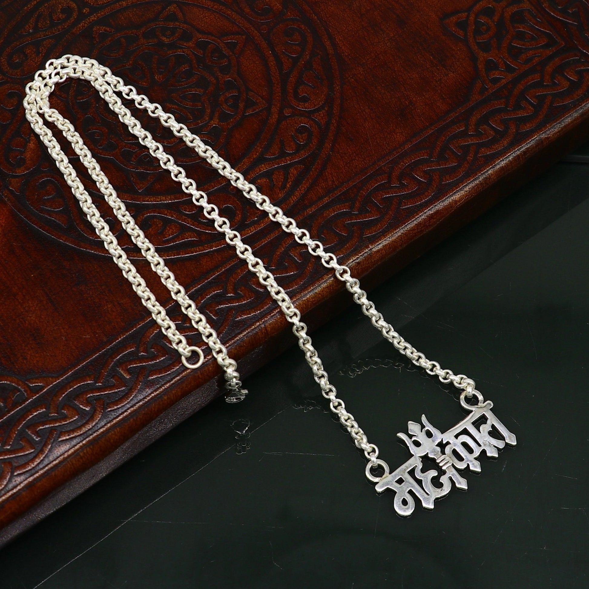 925 sterling silver handmade Lord shiva Mahakal Name pendant, amazing stunning divine Mangalsutra necklace, blessing shiva necklace set213 - TRIBAL ORNAMENTS