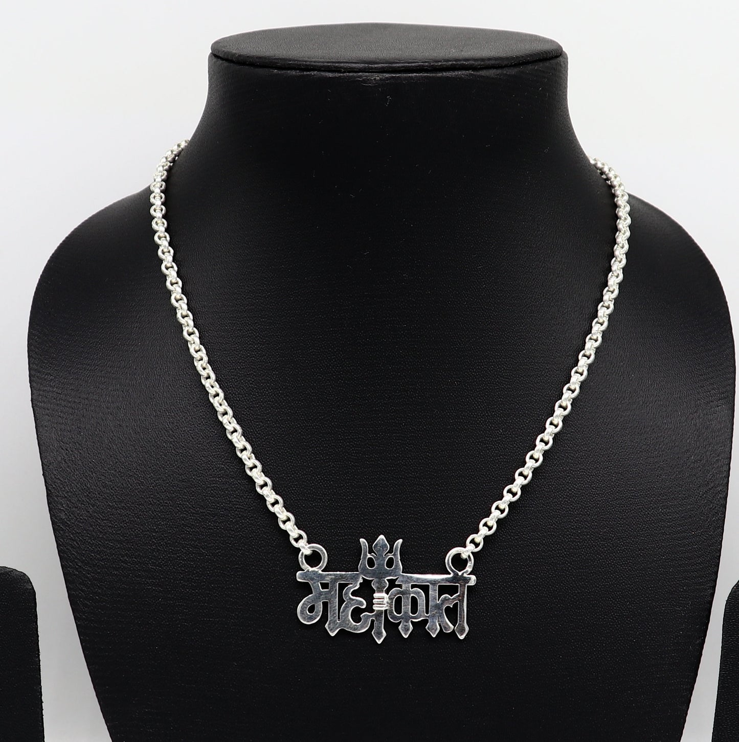 925 sterling silver handmade Lord shiva Mahakal Name pendant, amazing stunning divine Mangalsutra necklace, blessing shiva necklace set213 - TRIBAL ORNAMENTS