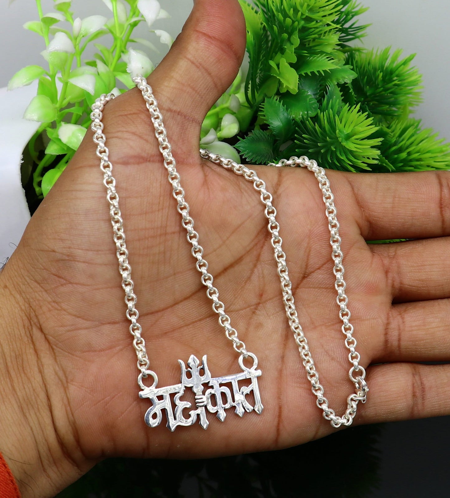 925 sterling silver handmade Lord shiva Mahakal Name pendant, amazing stunning divine Mangalsutra necklace, blessing shiva necklace set213 - TRIBAL ORNAMENTS