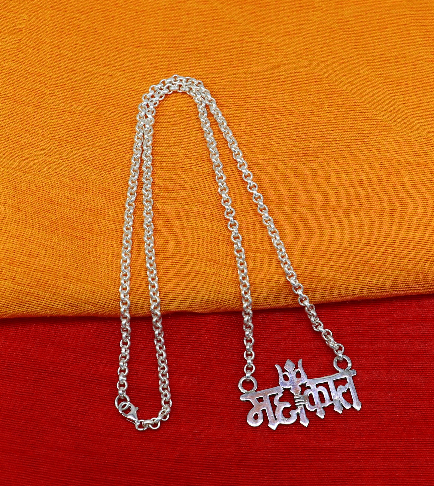 925 sterling silver handmade Lord shiva Mahakal Name pendant, amazing stunning divine Mangalsutra necklace, blessing shiva necklace set213 - TRIBAL ORNAMENTS