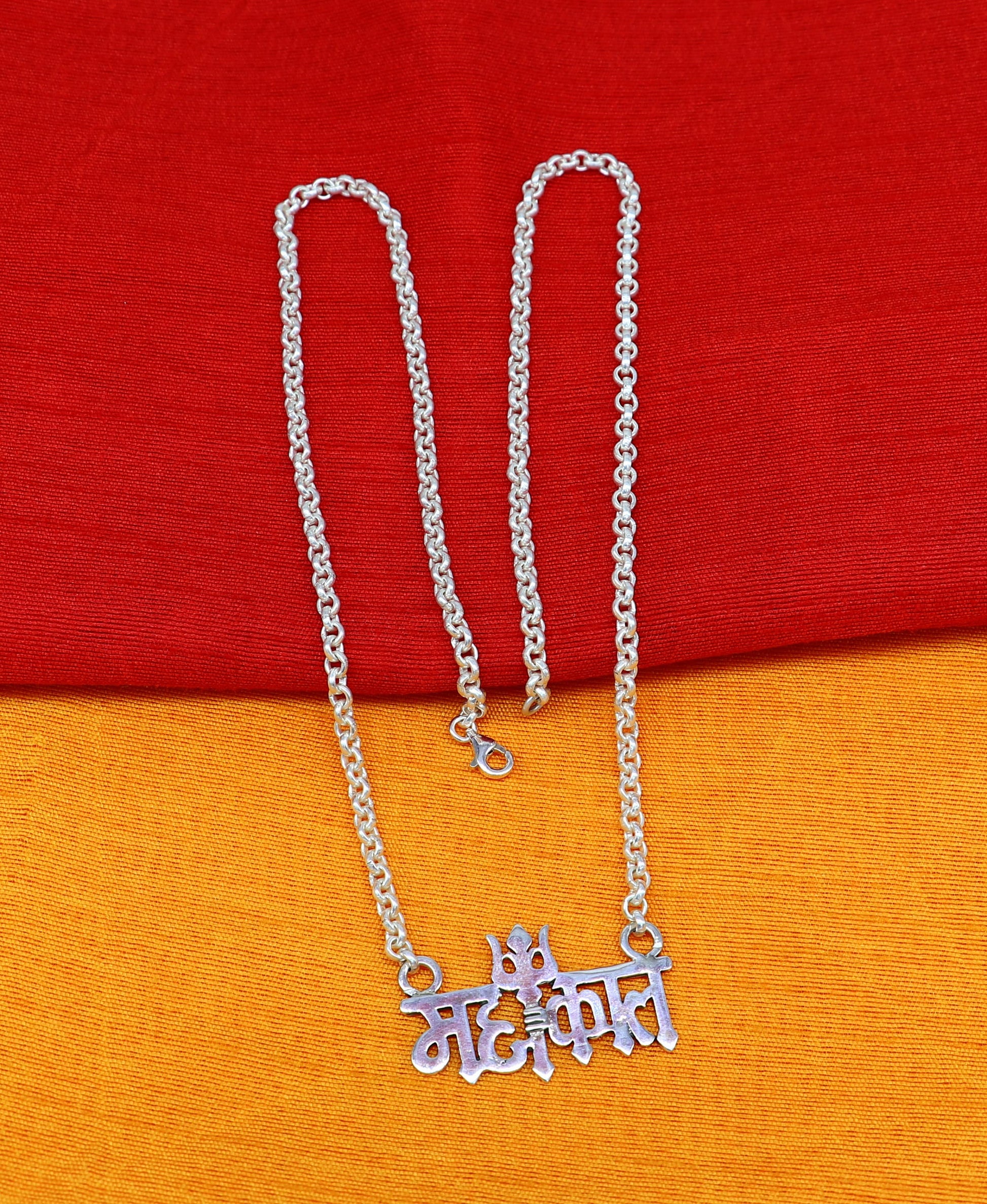 925 sterling silver handmade Lord shiva Mahakal Name pendant, amazing stunning divine Mangalsutra necklace, blessing shiva necklace set213 - TRIBAL ORNAMENTS
