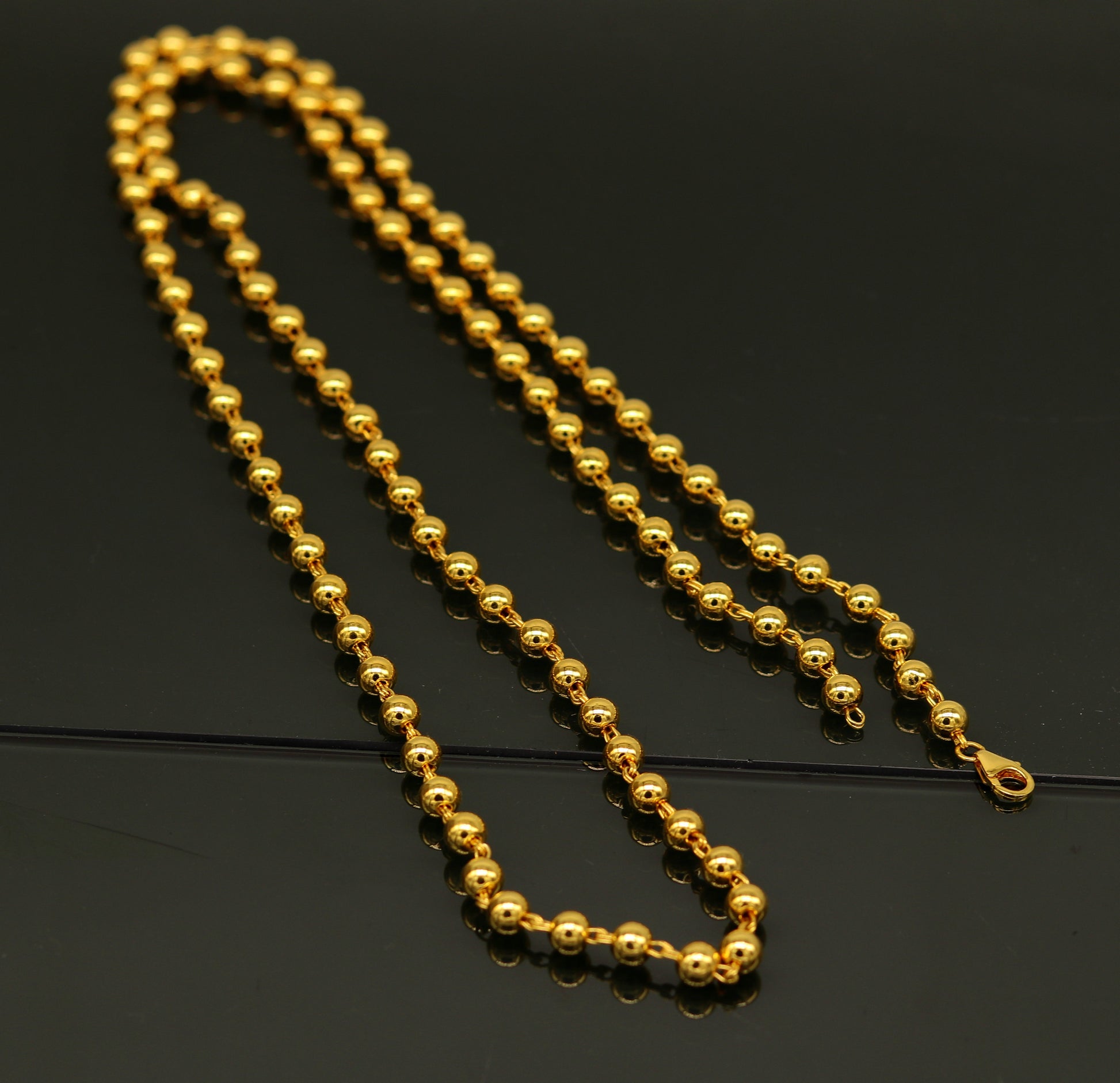 Amazing sterling silver handmade gorgeous gold polished beaded necklace, excellent customized gifting stylish chain unisex jewelry ch87 - TRIBAL ORNAMENTS