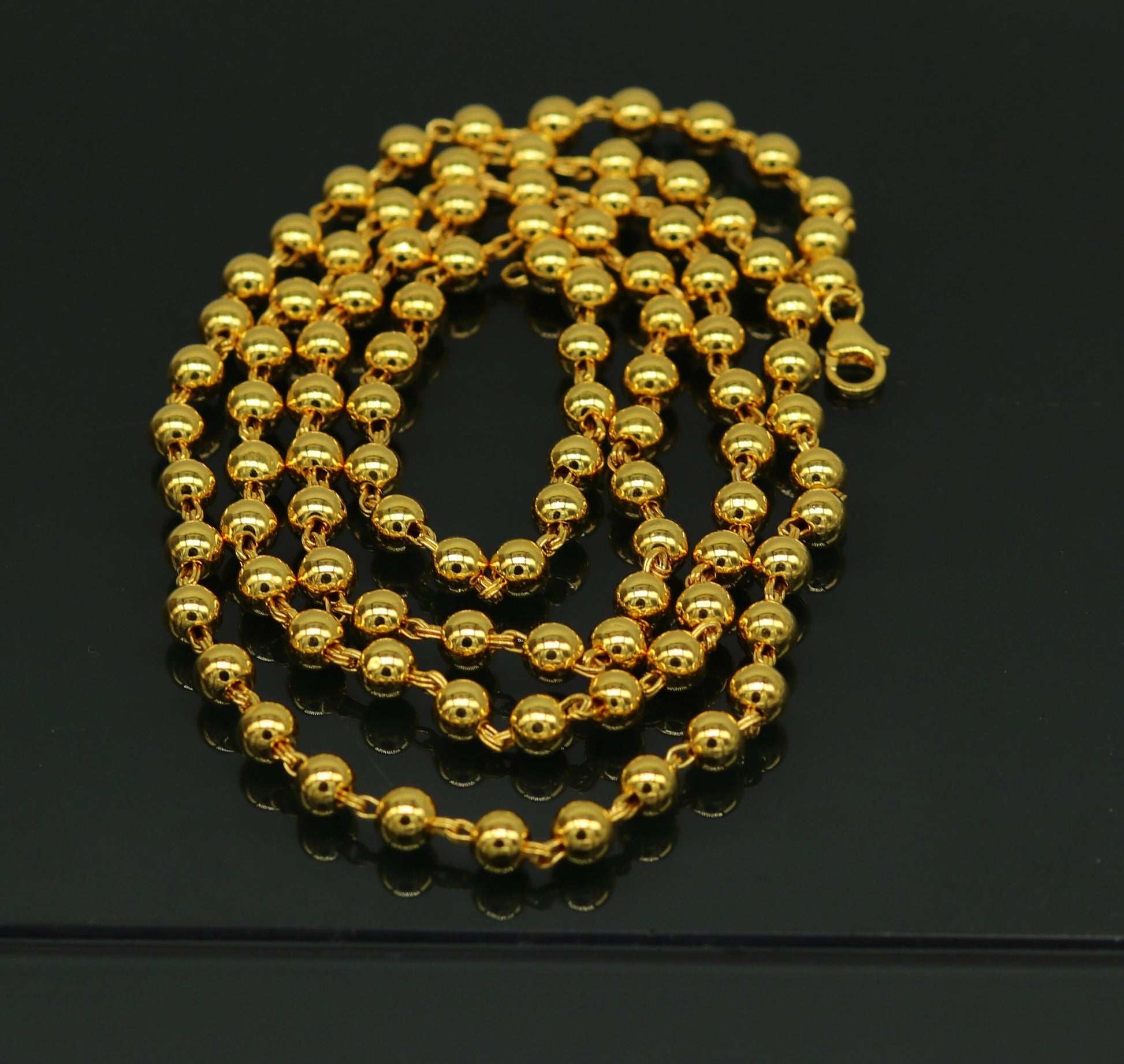 Amazing sterling silver handmade gorgeous gold polished beaded necklace, excellent customized gifting stylish chain unisex jewelry ch87 - TRIBAL ORNAMENTS