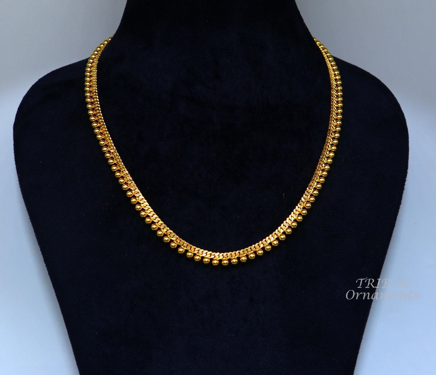 Amazing Vintage waved beaded style Handmade Genuine 22 karat yellow gold gorgeous chain stylish necklace gifting jewelry from India ch561 - TRIBAL ORNAMENTS