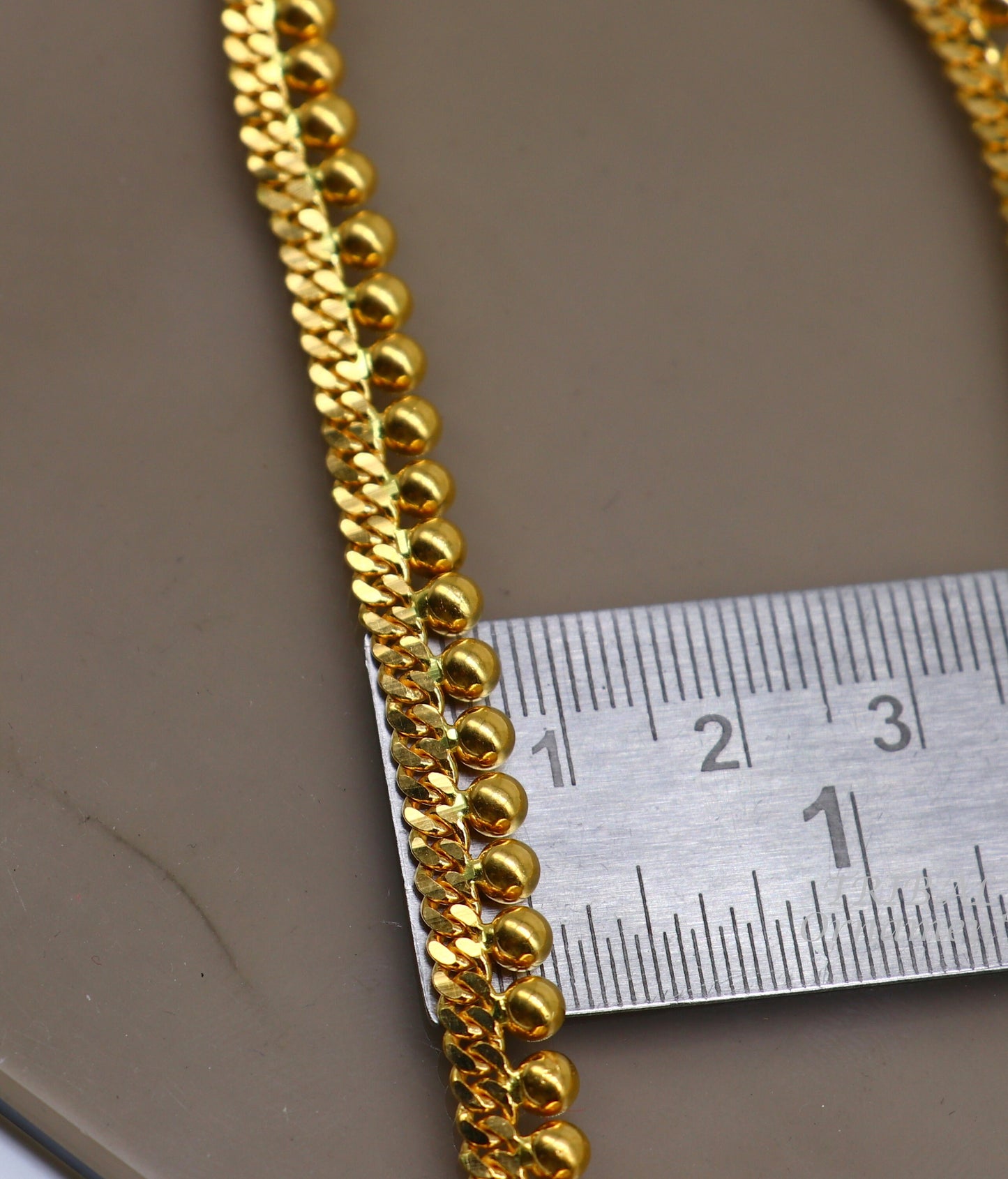 Amazing Vintage waved beaded style Handmade Genuine 22 karat yellow gold gorgeous chain stylish necklace gifting jewelry from India ch561 - TRIBAL ORNAMENTS