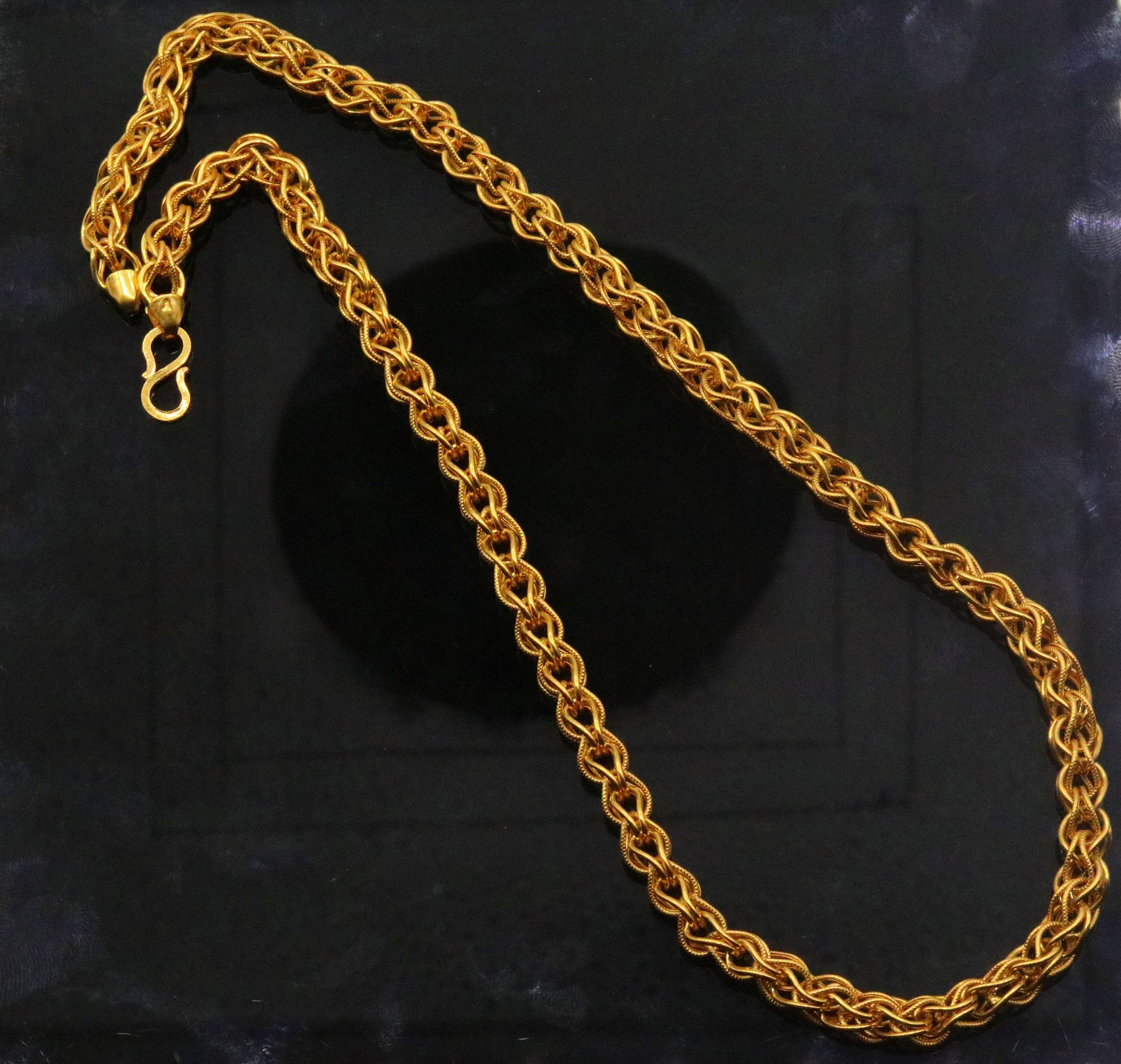Authentic 22kt yellow gold handmade byzantine chain necklace with gorgeous antique design 20 inhes chain ch184 - TRIBAL ORNAMENTS
