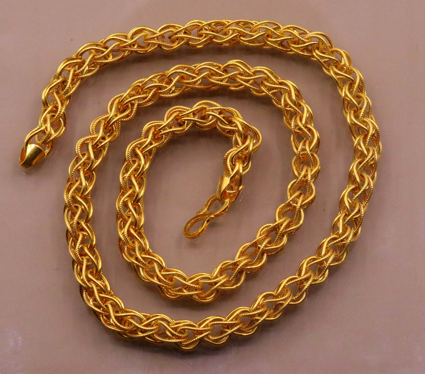 Authentic 22kt yellow gold handmade byzantine chain necklace with gorgeous antique design 20 inhes chain ch184 - TRIBAL ORNAMENTS