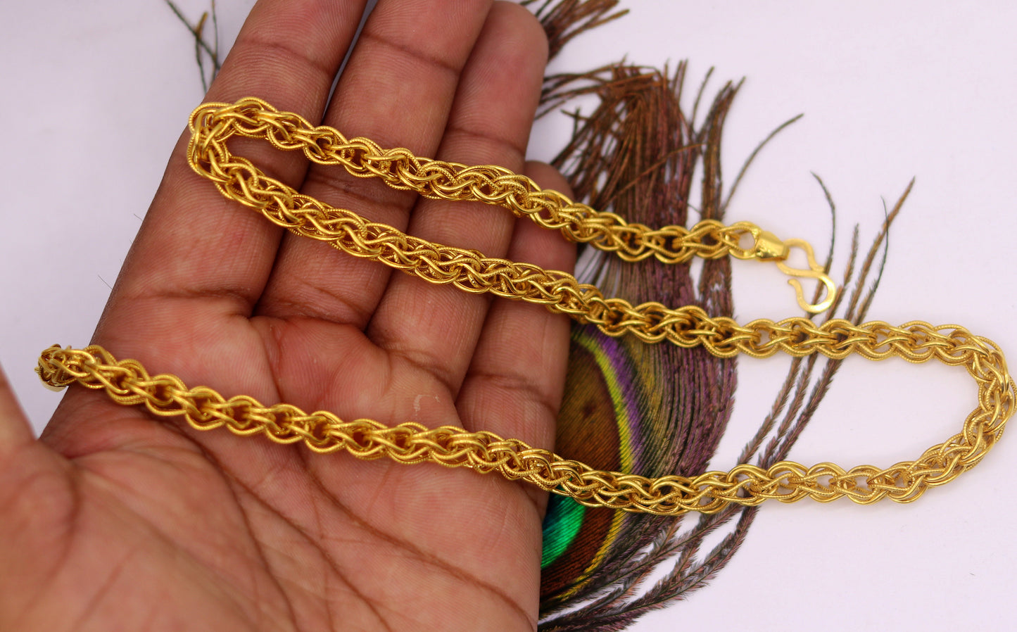 Authentic 22kt yellow gold handmade byzantine chain necklace with gorgeous antique design 20 inhes chain ch184 - TRIBAL ORNAMENTS