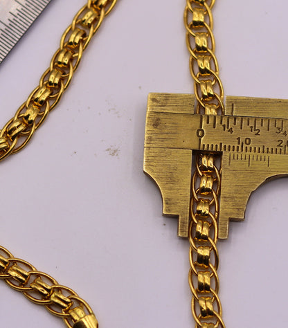 Handmade 22K yellow gold 7mm link chain necklace in 18-26 inches, unisex traditional Indian jewelry by Tribal Ornaments.