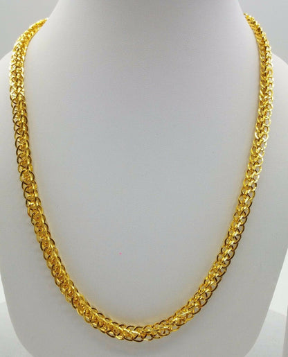 Handmade 22K vintage-style foxtail link chain necklace, 20 inches long, unisex jewelry from Rajasthan by TRIBAL ORNAMENTS
