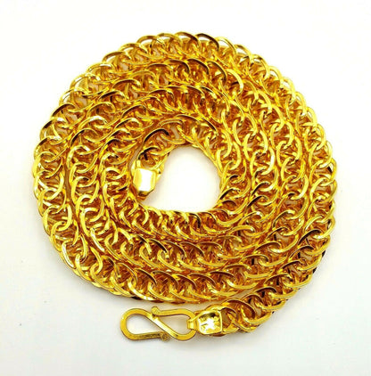 Handmade 22K vintage-style foxtail link chain necklace, 20 inches, unisex jewelry from Rajasthan by Tribal Ornaments.
