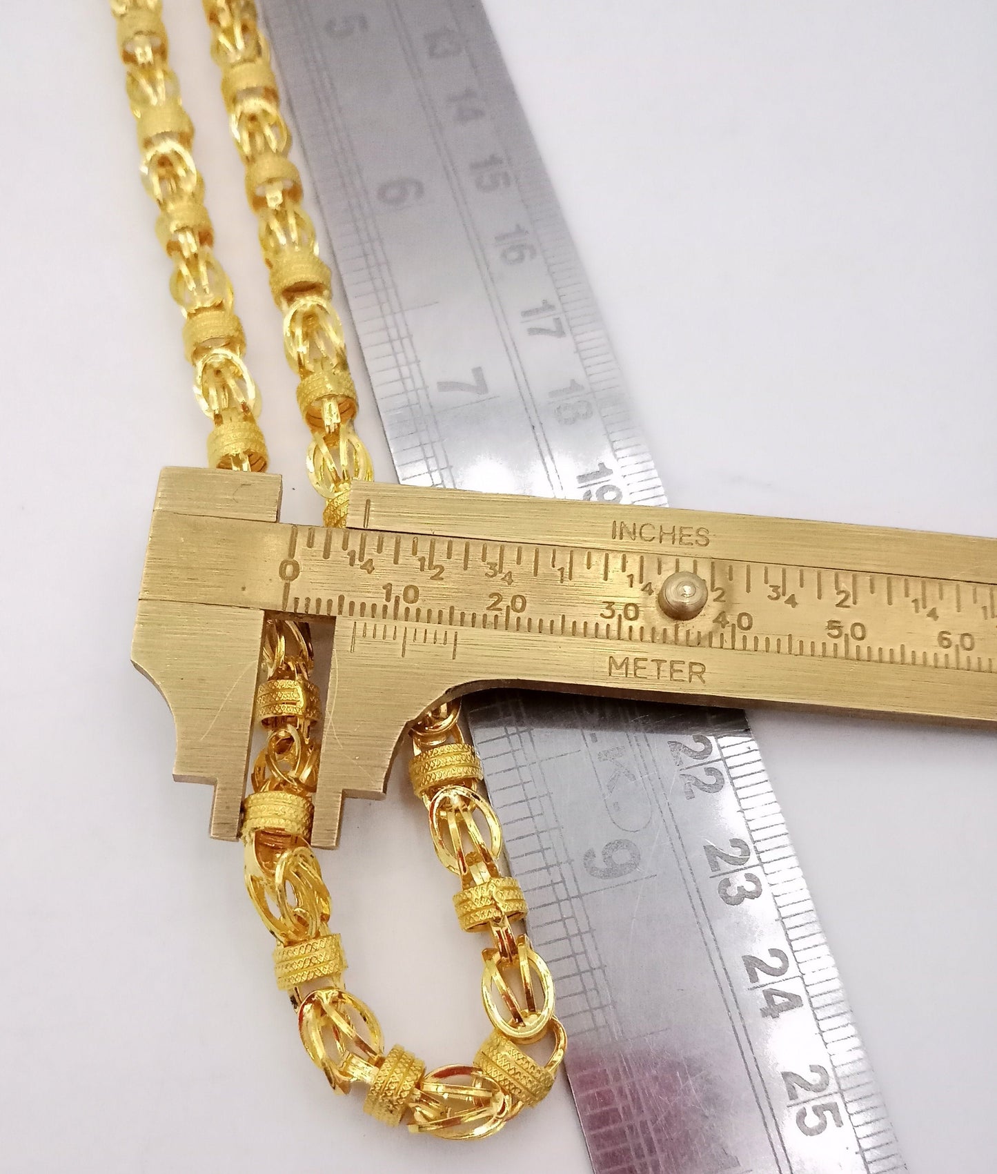 22karat yellow gold handmade 20 inches long amazing byzantine chain necklace certified india jewelry for unisex gifting - TRIBAL ORNAMENTS