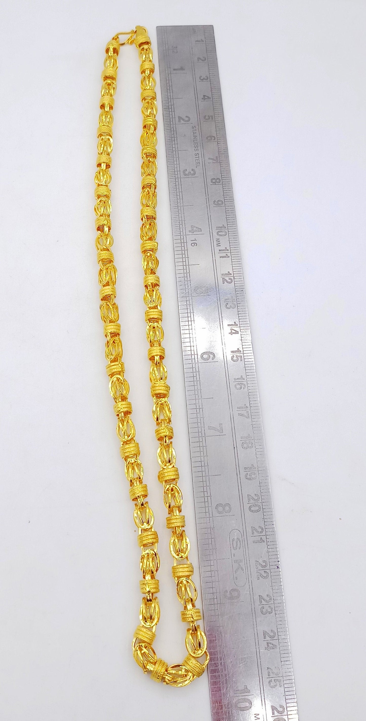 22karat yellow gold handmade 20 inches long amazing byzantine chain necklace certified india jewelry for unisex gifting - TRIBAL ORNAMENTS