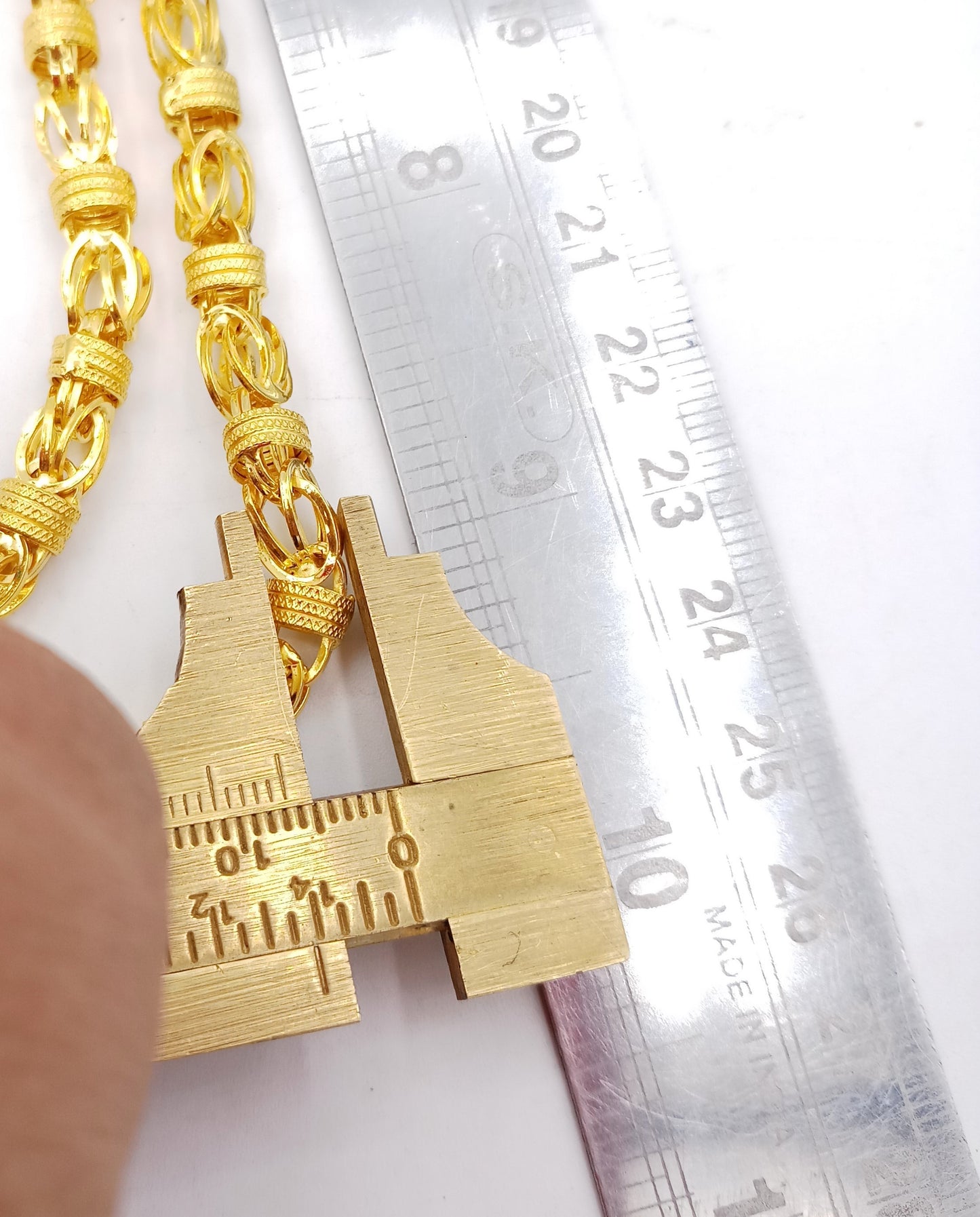 22karat yellow gold handmade 20 inches long amazing byzantine chain necklace certified india jewelry for unisex gifting - TRIBAL ORNAMENTS