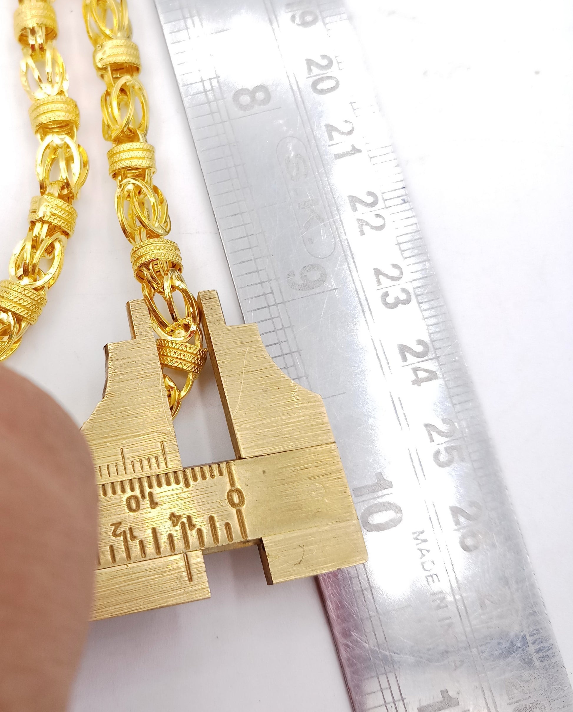 22karat yellow gold handmade 20 inches long amazing byzantine chain necklace certified india jewelry for unisex gifting - TRIBAL ORNAMENTS