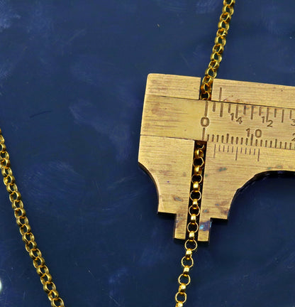 Handmade 22K yellow gold cable rolo chain necklace with genuine 916 hallmarks, stylish gold jewelry from India.