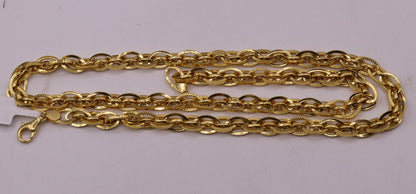 Handmade 22K yellow gold chain necklace, 7mm wide Indian designer jewelry by TRIBAL ORNAMENTS, hallmarked 916 gift chain