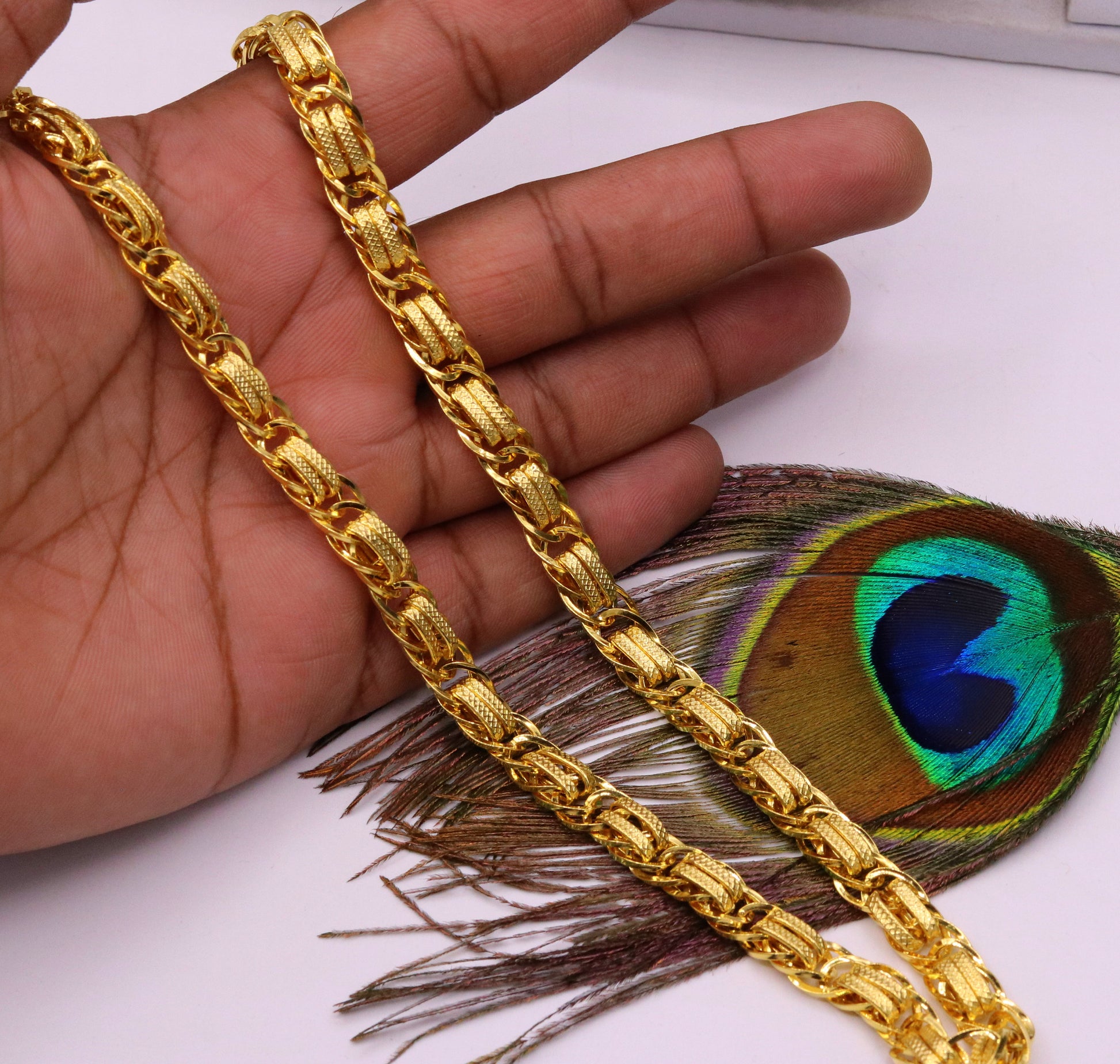 Handmade 22kt yellow gold handmade designer amazing chain necklace handcrafted indian jewelry gifting ideas ch212 - TRIBAL ORNAMENTS