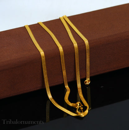 Handmade 22kt yellow gold multi box chain necklace by TRIBAL ORNAMENTS, lightweight unisex highway chain with intricate custom work.
