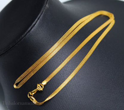 Handmade 22kt yellow gold multi-box highway chain necklace, unisex lightweight gift jewelry from Tribal Ornaments India.
