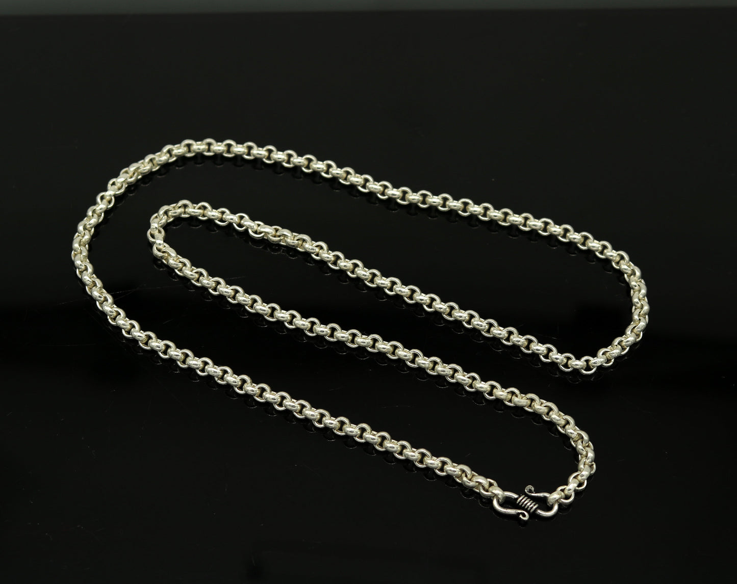 24" solid silver handmade gorgeous rolo chain necklace, excellent customized stylish belly dance necklace jewelry unisex nec59 - TRIBAL ORNAMENTS