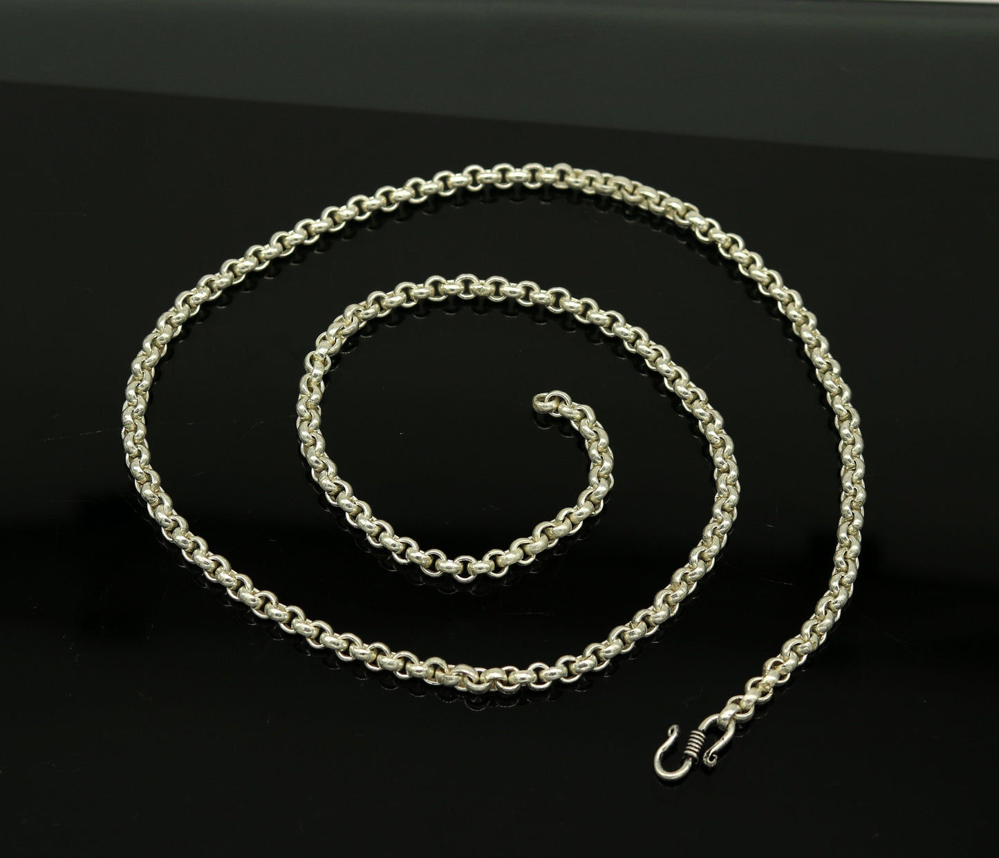 24" solid silver handmade gorgeous rolo chain necklace, excellent customized stylish belly dance necklace jewelry unisex nec59 - TRIBAL ORNAMENTS